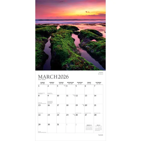 Sunsets | 2026 12 x 24 Inch (Hanging) Monthly Square Wall Calendar | Foil Stamped Cover {3}