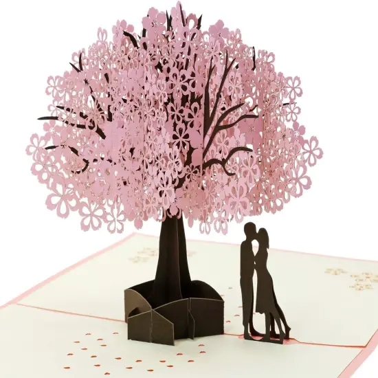 Handmade Cherry Blossom Card Pop Up 3D Flower Card Romantic Love Letter Greeting Anniversary Wedding Valentine Birthday Gift Card Blank Stationery Paper Card for Her Him Husband Wife {1}