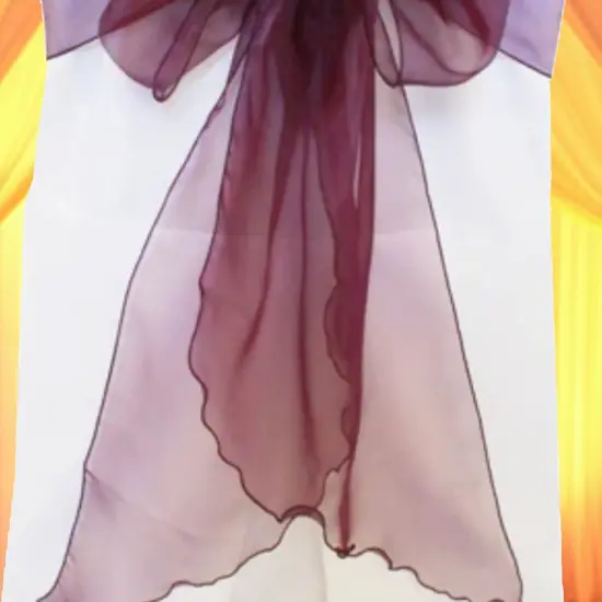10 Pieces Plum Angle End Organza Chair Sashes, 12"x116" Elegant Event Wraps {5}