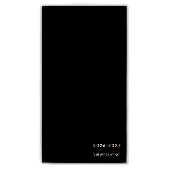 ViewPoint Black | 2026-2027 3.5 x 6.5 Inch Two Year Monthly Pocket Planner Calendar | Foil Stamped Cover {1}