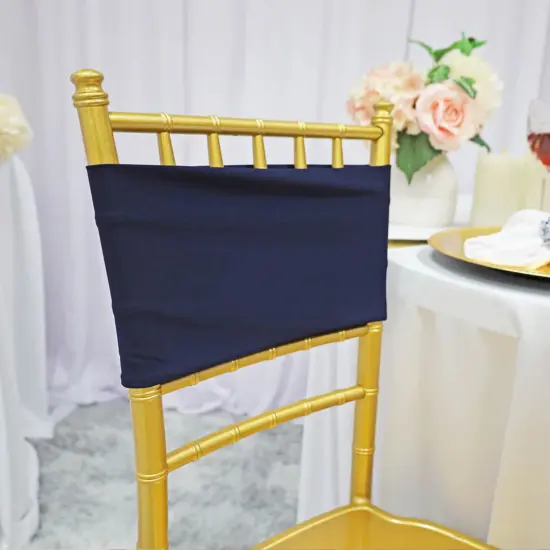 10 Pieces Navy Blue Stretch Spandex Chair Bands for Banquet Chairs 7 x 13 Inches {2}