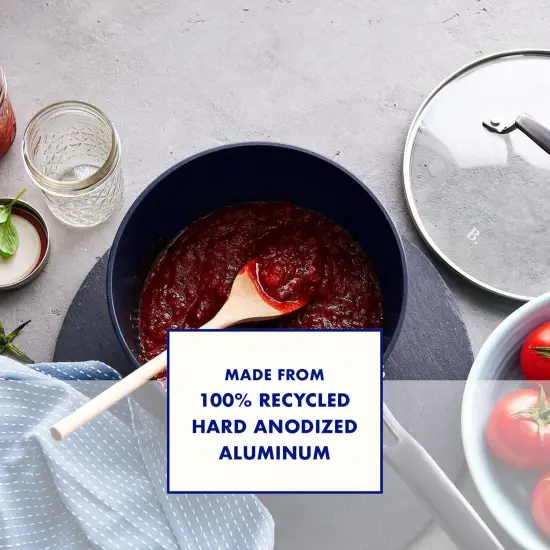 Blu. Cookware 2.7QT Nonstick Sauce Pan with Lid, Non-Toxic {7}