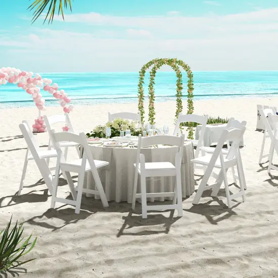 4 Pack Resin Folding Chairs with Padded Seat-White {6}