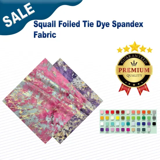 Squall Foiled Tie Dye Spandex Fabric Bright Pink/Gold {2}