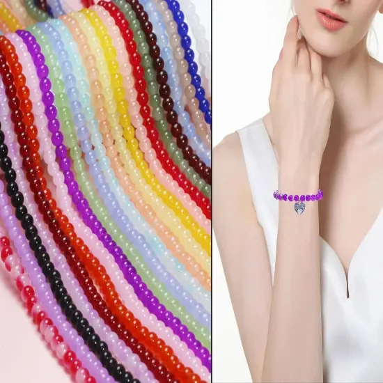 2090pcs 6mm Glass Beads Kit Set Assorted Handcrafted Round Smooth Loose Bracelet Beads Bulk for DIY Crafts & Jewelry Making {5}