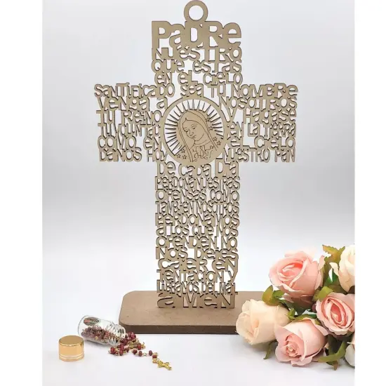 12pcs Lady Guadalupe Cross Centerpiece w/ Stand Brown {2}