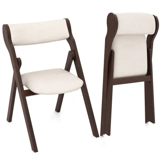 Set of 2 Folding Chairs with Comfy Padded Backrest and Seat-Brown {1}
