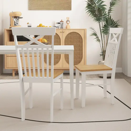 Wooden Kitchen Dining Chair Set of 2 with Rubber Wood Frame-Natural {2}