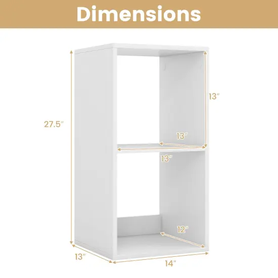 White Engineered Wood Open Back Cube Bookcase with Storage Shelves {5}
