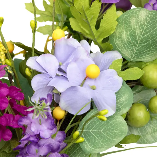 Northlight Eucalyptus and Hydrangea Artificial Spring Floral Wreath - 24" - Purple {6}
