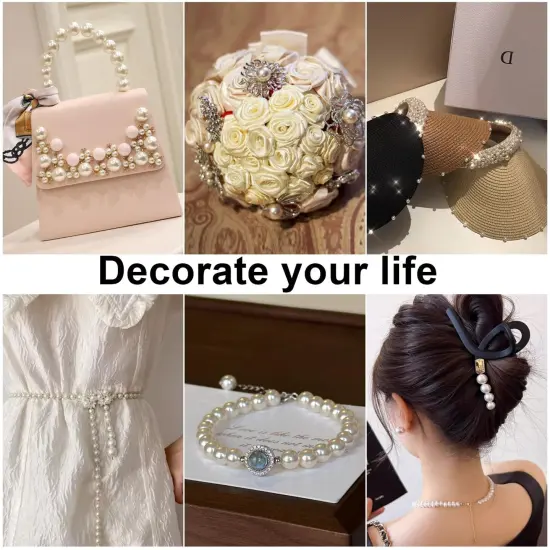 Phinus 1950 Pcs Pearl Beads with Hole, 5 Size Pearls for Crafts, Round Loose Pearl Beads for Jewelry Making, Pearls for Jewelry Making, Decoration, DIY Crafts, Stuffing {2}