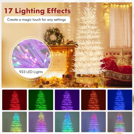 7 FT Artificial Pre-lit Christmas Tree Hinged Xmas Tree with 820 Coral-like Branch Tips {6}