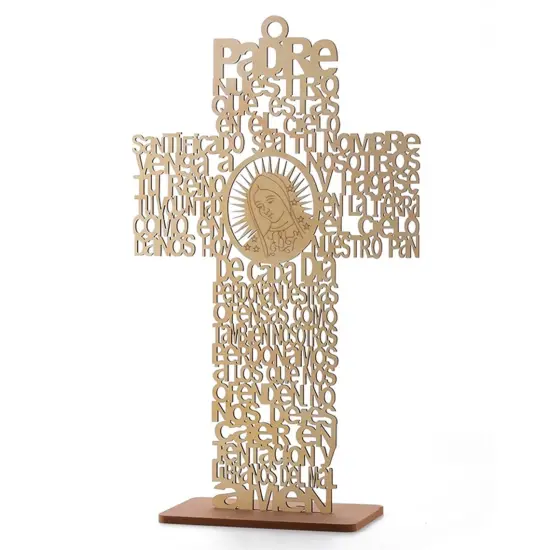 12pcs Lady Guadalupe Cross Centerpiece w/ Stand Brown {1}