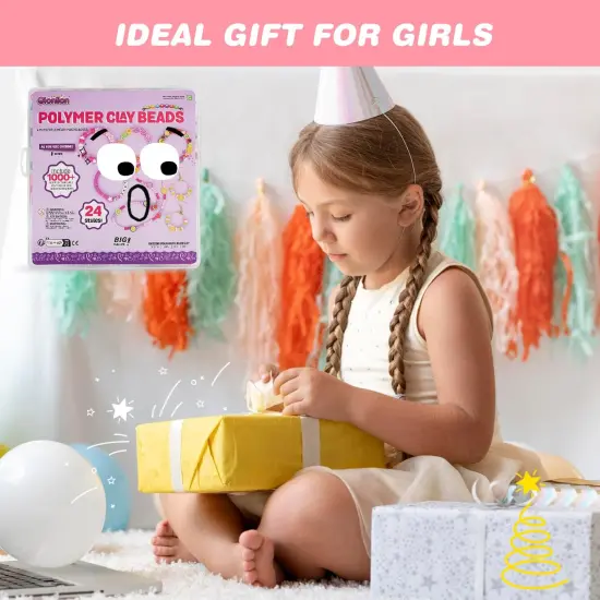 1000PCS Polymer Clay Beads Bracelet Making kit, 24 Style Cute Fun Fruit Flower Rainbow Butterfly Animal Heart Star Beads Charms for Jewelry Necklace Making Gift for Girls Kids {3}