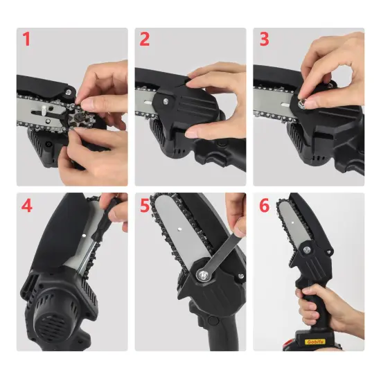 6" Handheld Cordless Chainsaw Electric Mini Chainsaw 2 Battery Chain Wood Cutter {6}