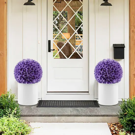2 Pieces Artificial Plant Topiary Balls Faux Boxwood Decorative Balls Purple {2}