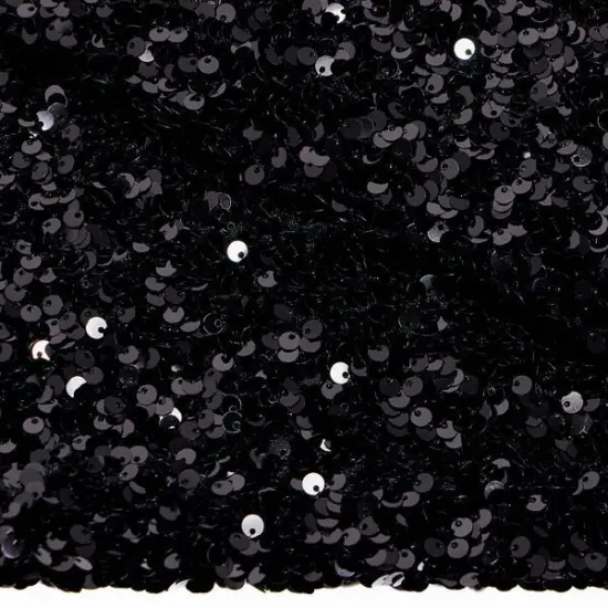 1 Yard Stretch Velvet Sequin Fabric 2 Way Polyester Spandex 36" x 60" Length by Width Black/Rose G {3}