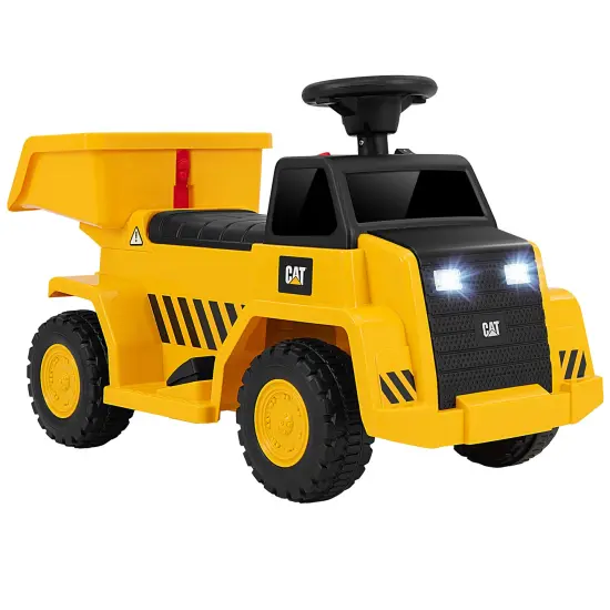 Yellow Electric 6V Licensed Caterpillar Construction Ride-On Vehicle with One-Button Start {1}