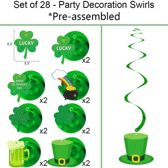 40ct St. Patrick's Day Decorations Kit, Hanging Swirls, Banner, Shamrock Garlands for St. Patrick's Day Decor, St. Patrick's Day Party Favor {3}