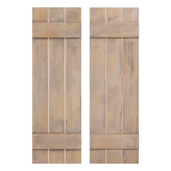 Farmhouse Paulownia Wood Window Shutters Set of 2 for Windows Dark Grey {7}