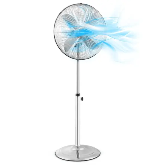 16 Inch Pedestal Standing Fan Oscillating Pedestal Fan with 3 Speeds and Adjustable Height Silver {3}