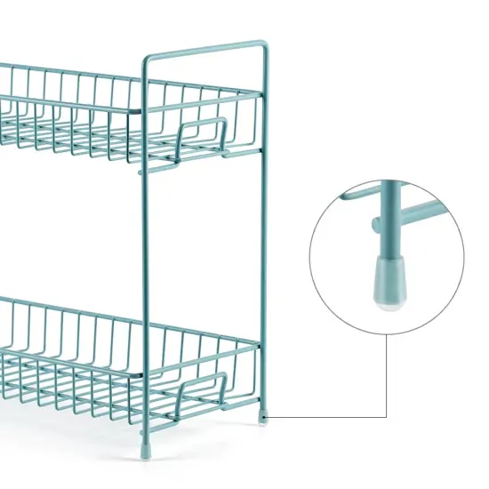 Blue 2-Tier Spice Rack for Countertop, Kitchen Storage Organizer Shelf Counter Shelf Under Sink Cabinet Organizer for Kitchen Bathroom Office {2}