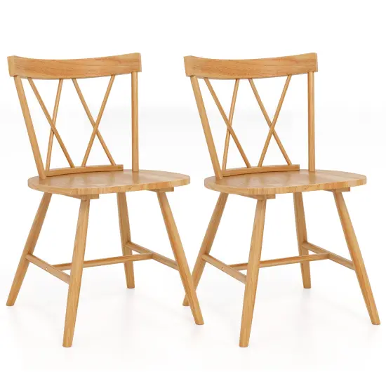 Farmhouse Dining Chair Set of 2, Rubber Wood Frame, Comfortable Seating for Kitchen and Dining Rooms Natural {1}