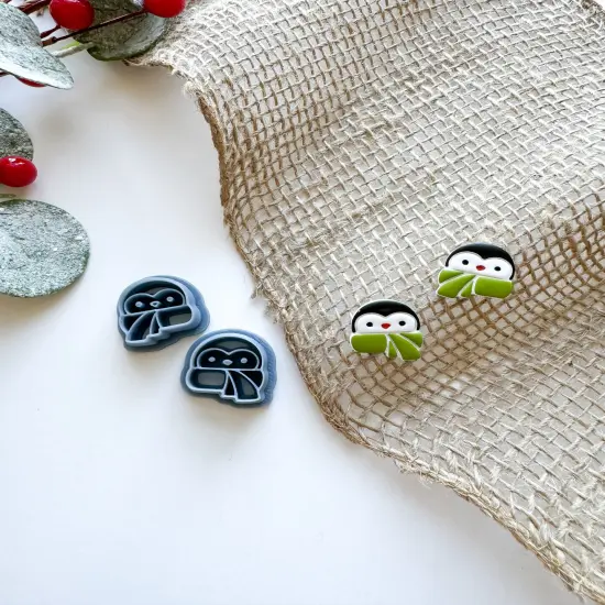 PENGUIN HEAD STUD | CHRISTMAS 2024 | CLAY CUTTER {1}