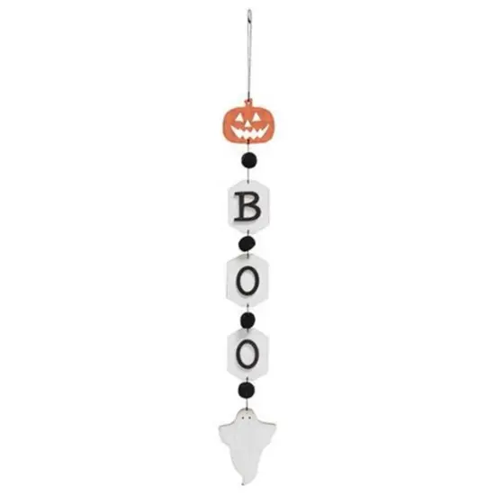 Halloween Boo Garland with Ghost and Pumpkin Wood Cutouts for Wall or Mantel {1}