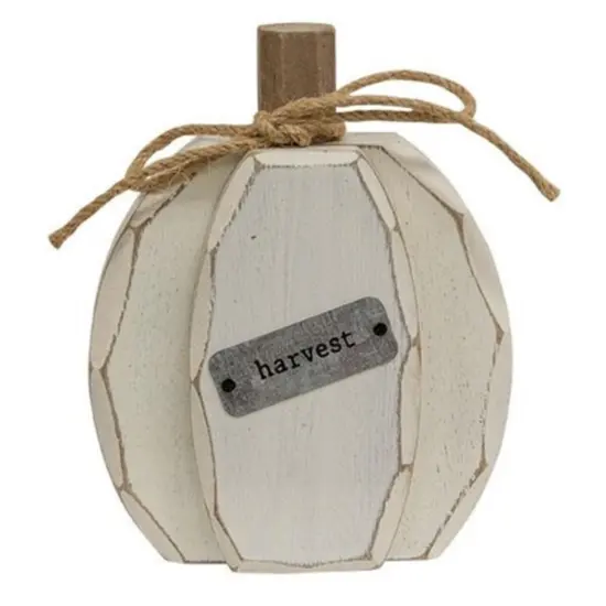 Wood Pumpkin Fall Decor with Jute Bow and Metal Plate for Farmhouse Harvest {1}