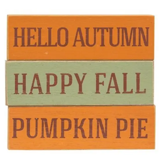 Wooden Skinny Mini Fall Blocks with Painted Finish and Seasonal Phrases 3 Asstd. {1}