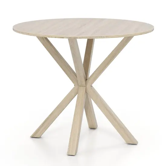 36 Inch Round Dining Table with Rubber Wood Legs and Pedestal Base Grey {1}