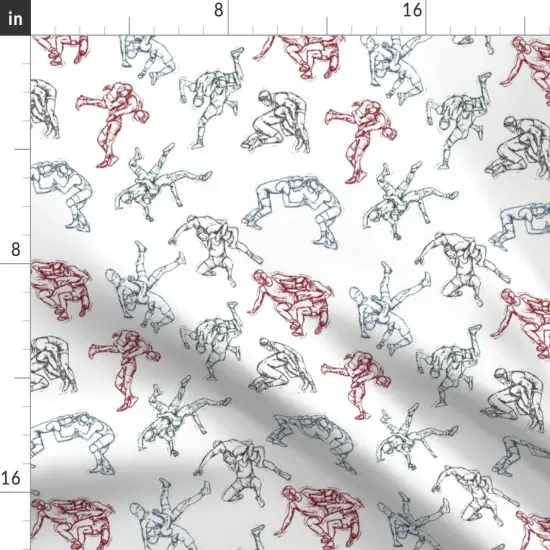 Various Fabrics by the Yard or Fat Quarter Wrestling School Sports Greco-Roman White Red Green Blue Custom Printed Fabric by Spoonflower {2}