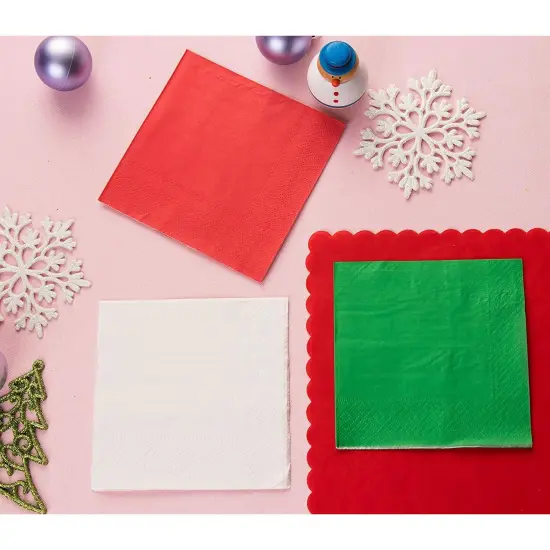 Christmas Party Decorations, Paper Napkins (Red, Green, White, 5 x 5 In, 210 Pack) {3}