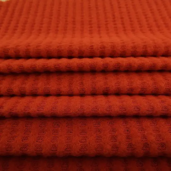 1 Yard Waffle Brushed Solid Fabric, 58/60&Prime; Wide Polyester Rayon Spandex Blend BURGUNDY {3}