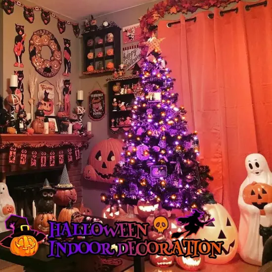 200 LED Halloween String Lights Outdoor Indoor - Orange and Purple {6}