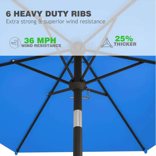 Patio Umbrella Table Market Umbrella w/Tilt and Crank Heavy-Duty Round {3}