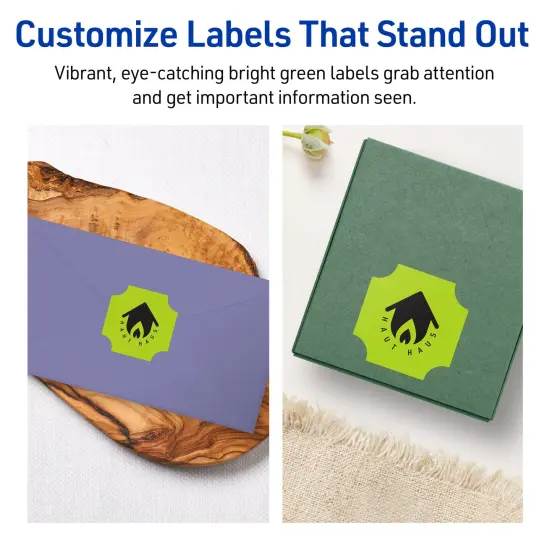 Avery Bright Green Paper Labels, 1-5/8" x 1-5/8" Square Scalloped {3}