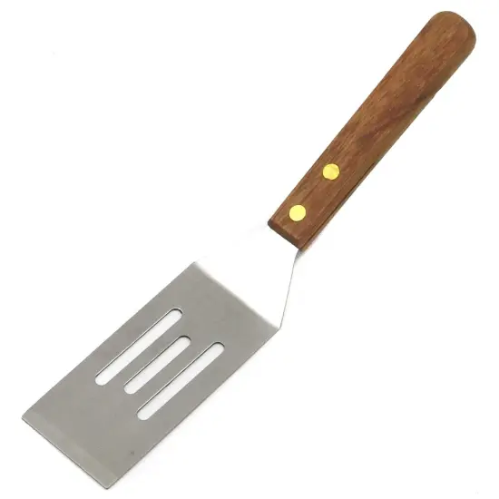 Chef Craft 8" Select Stainless Steel Slotted Wooden Handle Mini Cookie Spatula Turner {1}