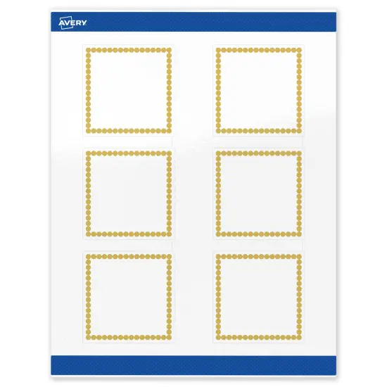 Avery Printable Square Labels, Gold Beads, 3" x 3", Glossy White Square Labels, Permanent, Laser/Inkjet, 60ct, Great for Product Labels {1}