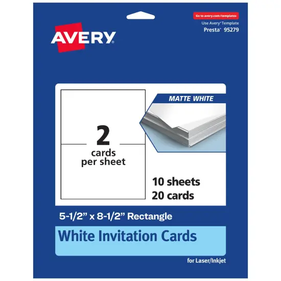 Avery Printable Matte White Cards, 5.5" x 8.5" Rectangle {1}