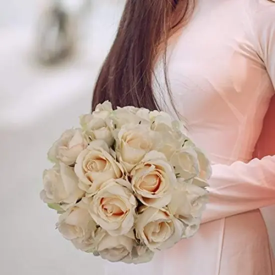 Enhance Your Home Decor with Set of 6 Cream 20" Artificial Silk Rose Buds {5}