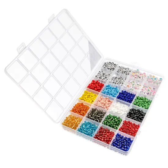 John Bead 3mm Assorted Glass & Plastic & Alphabet Jewelry Making Beads Box, 280g Assorted Colors {3}