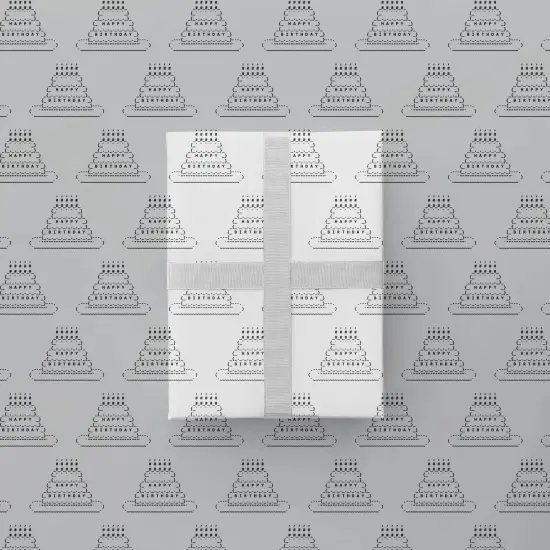 ASCII Art Birthday Cake Gift Wrap Paper {1}