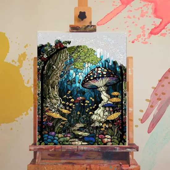 Mushroom Paint by Numbers for Adults - Stained Glass {2}