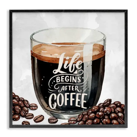 Stupell Industries Life Begins After Coffee Framed Giclee Design by Kim Allen {1}