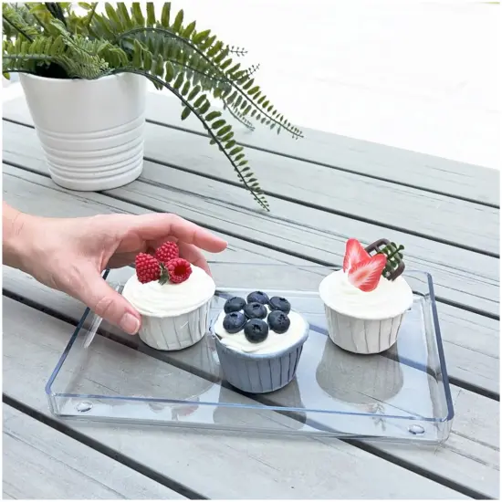 Pioneer Plastics TRAY-10R Clear Candy Plastic Tray, 10.125" W x 6.875" D x 1" H {4}