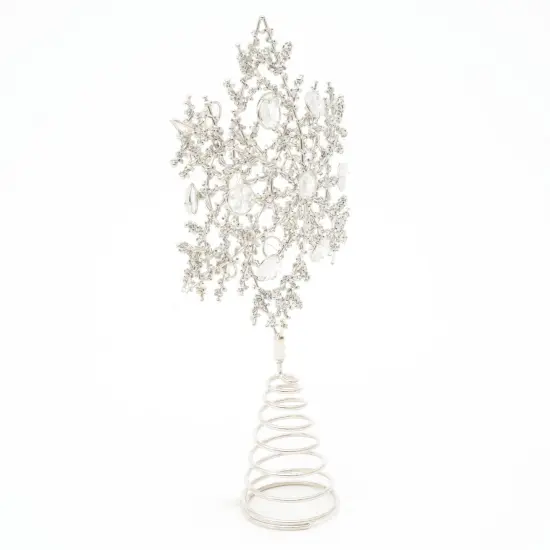 Snow Tree Topper - Silver - 7" x 2" x 11" {3}