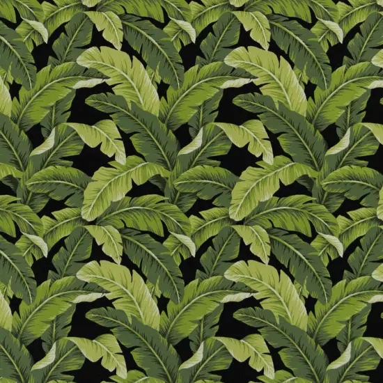 Rainforest - Black,Green Leaves,Tropical & Botanical Upholstery Fabric 54 Inches" {1}