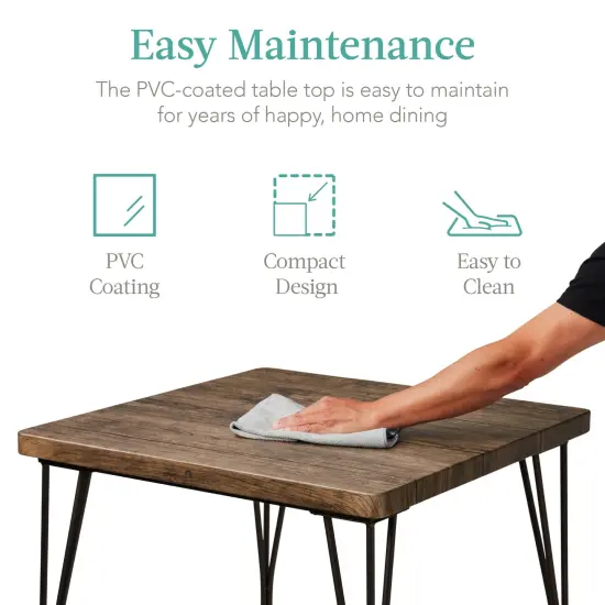 Best Choice Products 3-Piece Indoor Metal Wood Square Dining Table, Furniture Set w/ 2 Chairs Dark Brown {5}